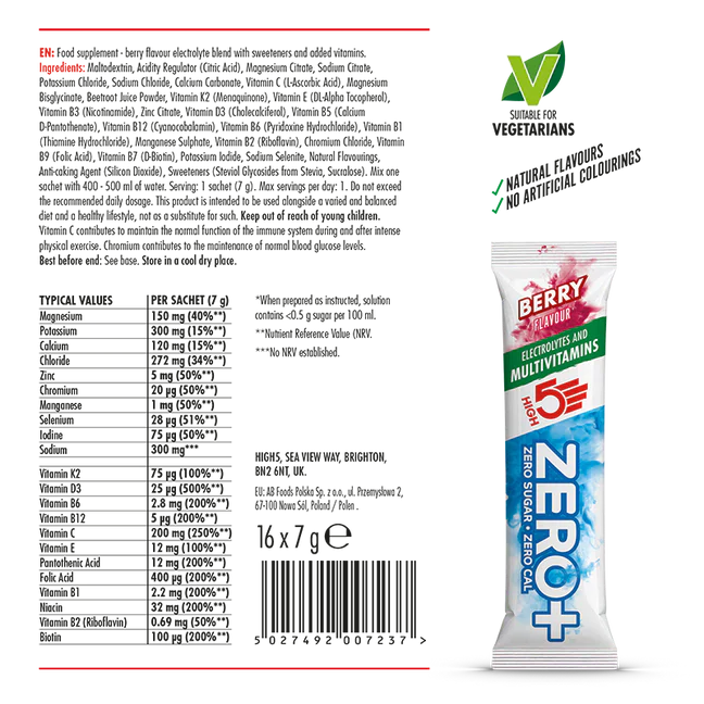 HIGH 5 ZERO+ Multivitamínová HYDRATUJÍCÍ TYČINKA (7g ) Červené ovoce