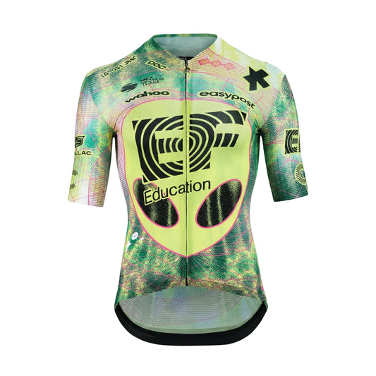 Dres ASSOS EQUIPE RS S11 EDUCATION FIRST CLOSE ENCOUNTER Krátký Rukáv Zelená/Žlutá