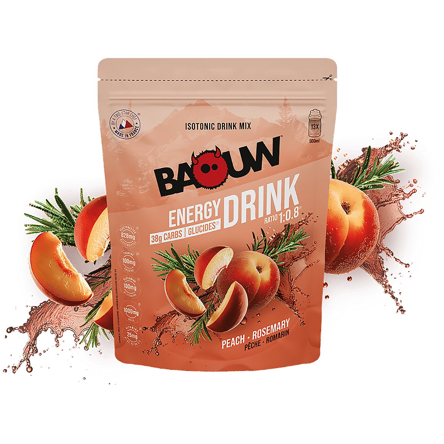 Energetický nápoj BAOUW ISOTONIC (585g) Broskev s rozmarýnem