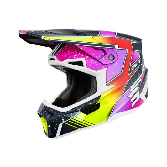 BMX přilba SHOT LITE Racing modrá neonově žlutá perleťová