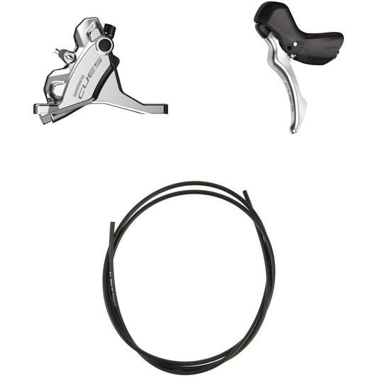 Levá páka a přední třmen SHIMANO CUES U6030 Mono Flatmount bez kotouče - Edice Polish Silver