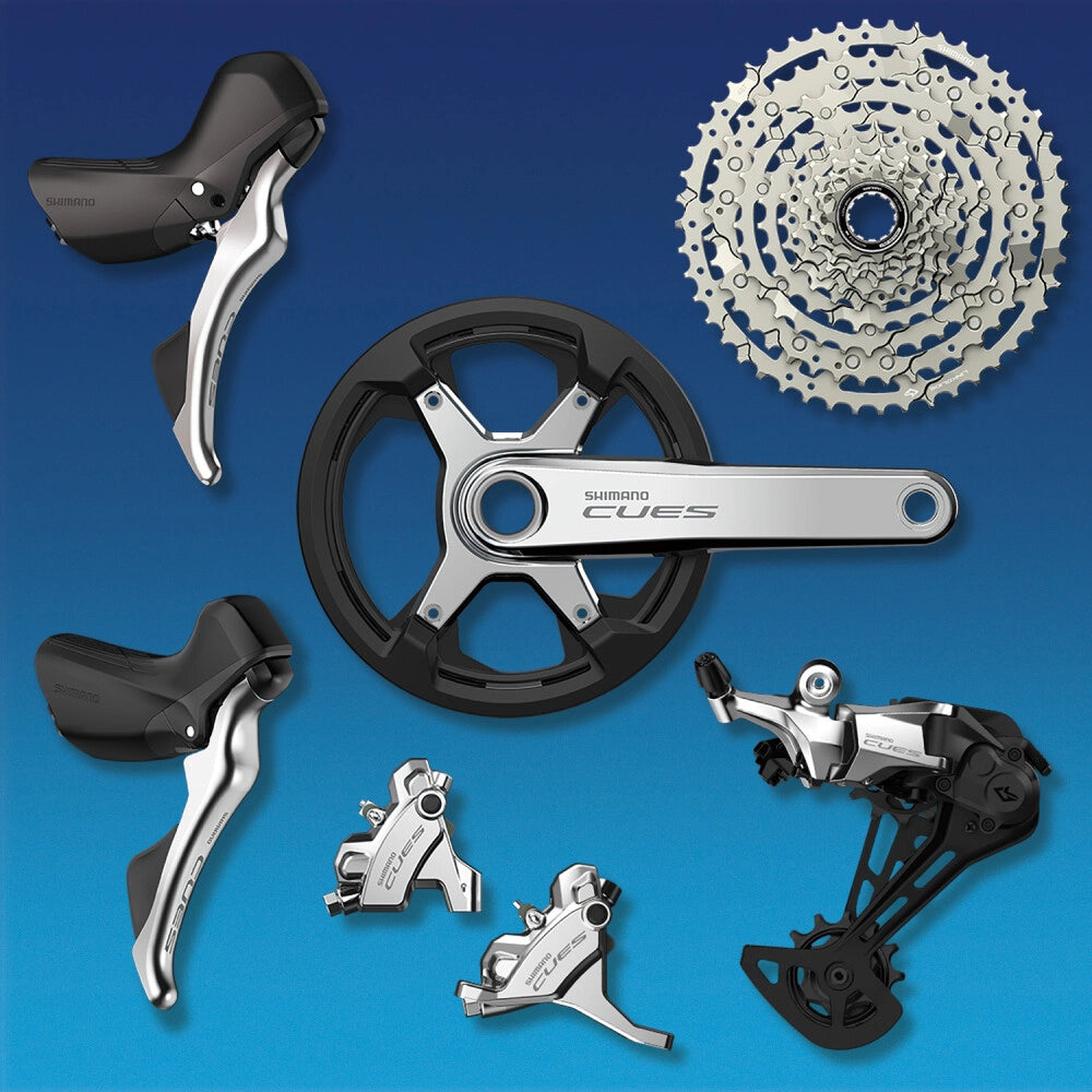 Levier Droit et Etrier Arrière SHIMANO CUES U6030 10/11V Flatmount Sans Disque- Édition Polish Silver