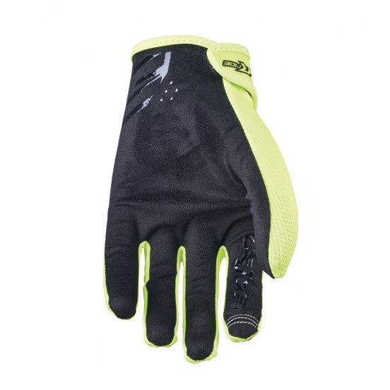 FIVE XR-RIDE Junior Split Gloves, Black/Neon Yellow