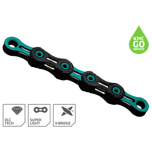 11V KMC DLC11 Waxed Black/Celeste chain