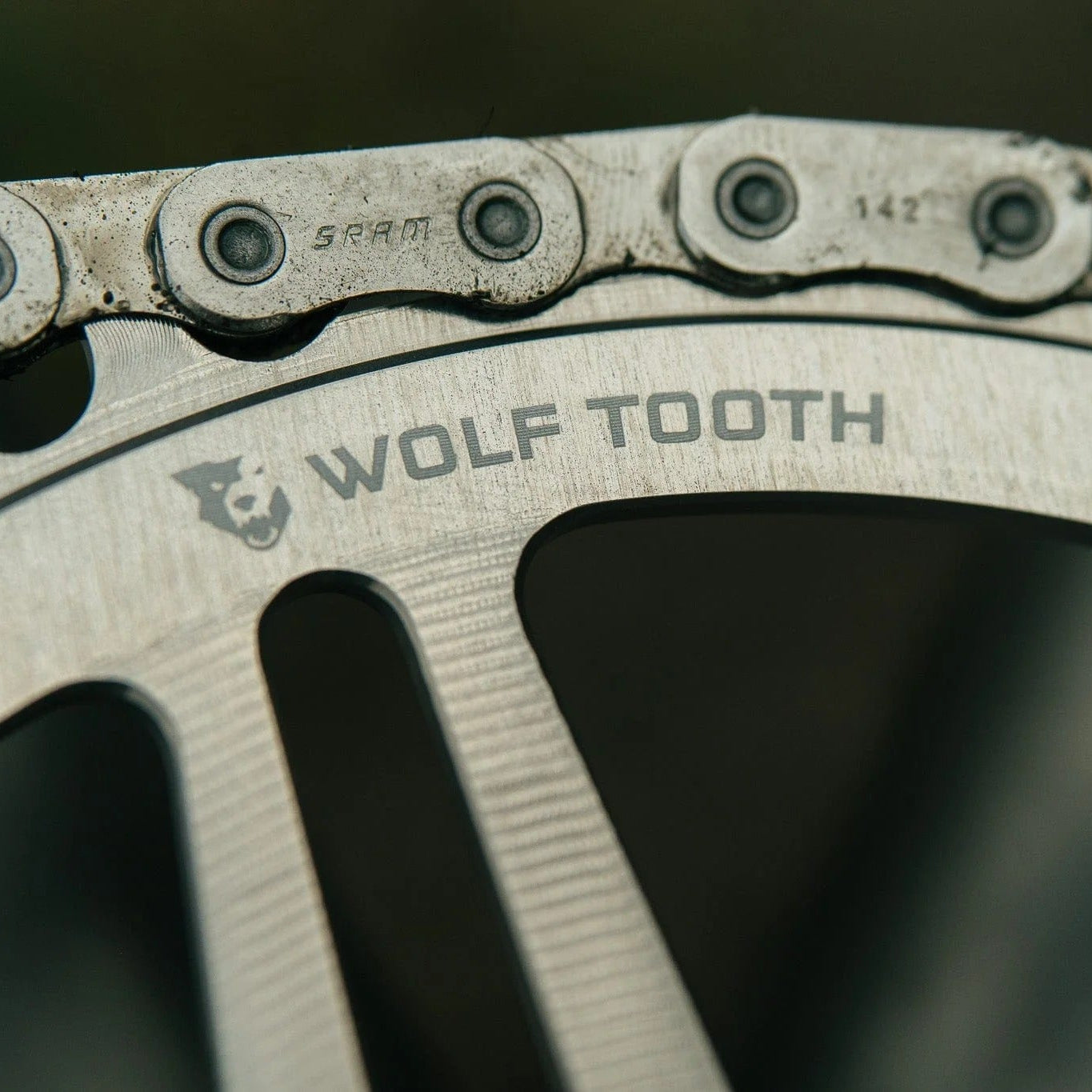WOLF TOOTH GRAVEL Přímá montáž SRAM 8 otvorů Raw Silver Mono řetězový kroužek