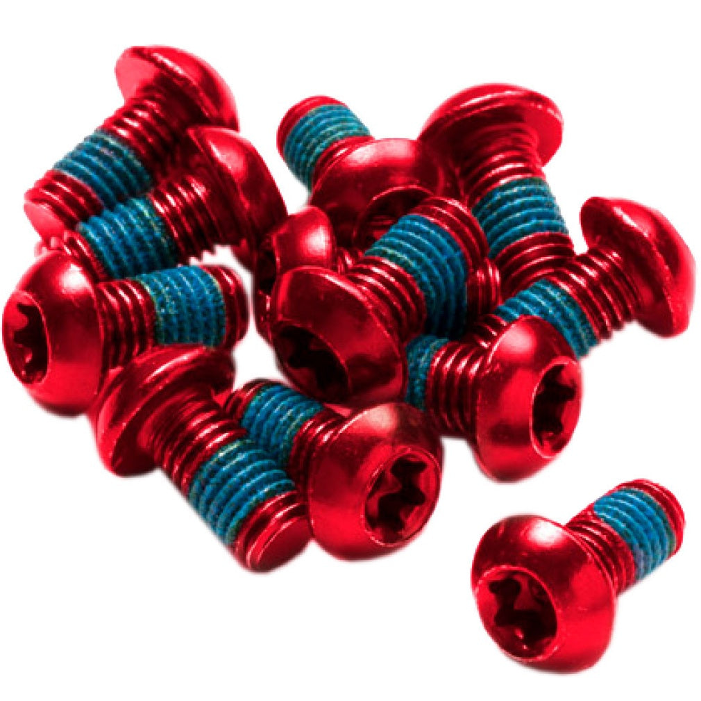 Sada 12 šroubů do kotouče REVERSE COMPONENTS, eloxované v červené barvě