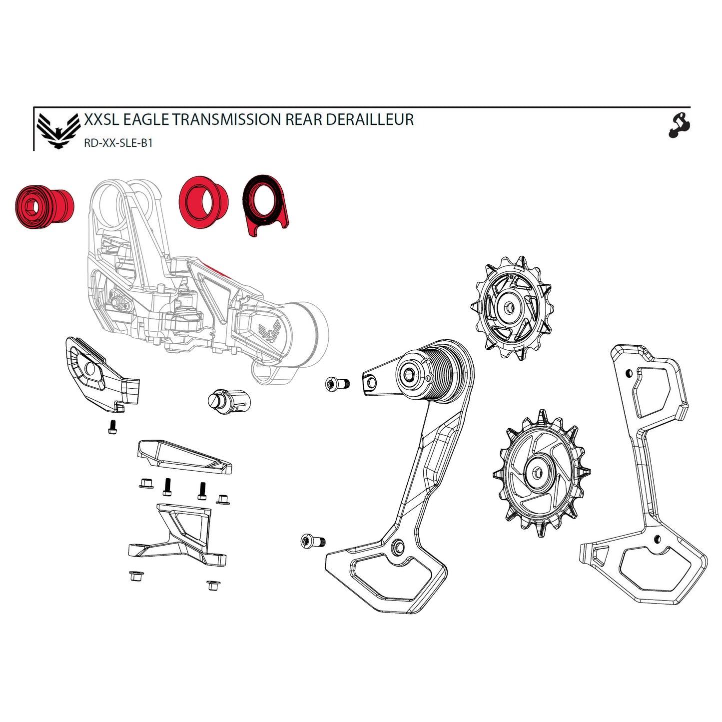 Sada upevňovacích šroubů pro přehazovačku SRAM XX-SL T-TYPE EAGLE AXS