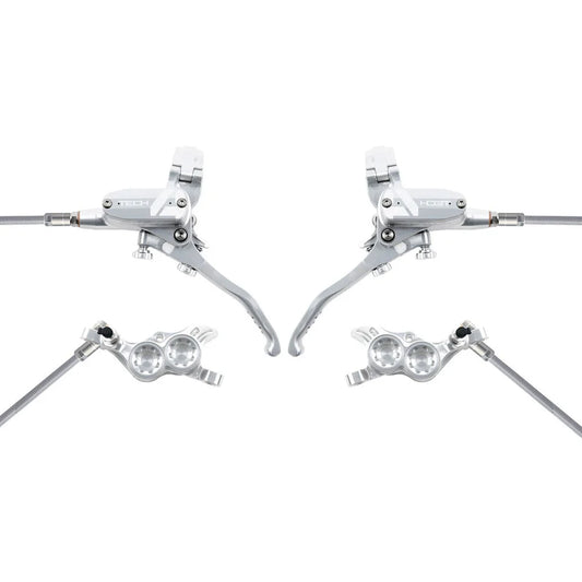 Pair of HOPE TECH 4 V4 Aviation Brake Hoses Silver/Silver